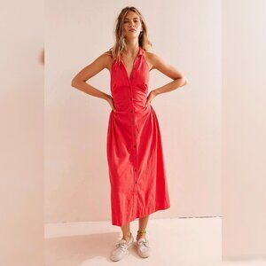 Free People Back At It Halter Midi Dress S 6 Women Casual Halter Neck NEW 42089
